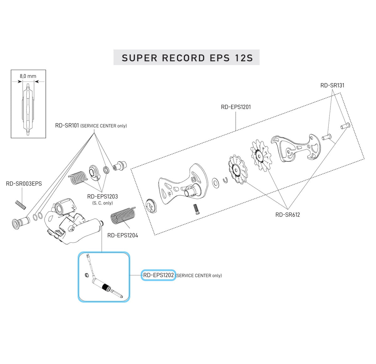 Bagomskiftermotor CAMPAGNOLO SUPER RECORD EPS 12V