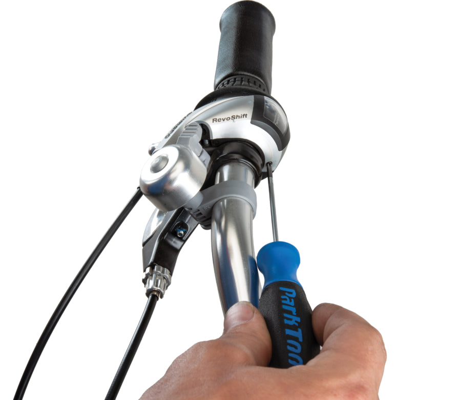 Park Tool SD-0 Phillips screwdriver adjusting a RevoShift shifter