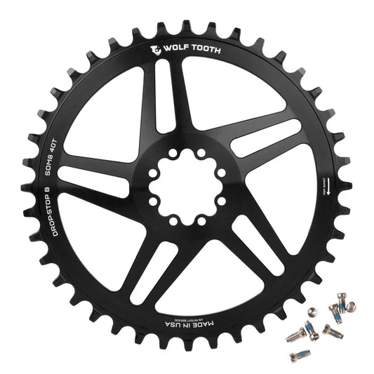 WOLF TOOTH DROP-STOP ST GRAVEL DM 8-Bolt Sram Single Chainring Black