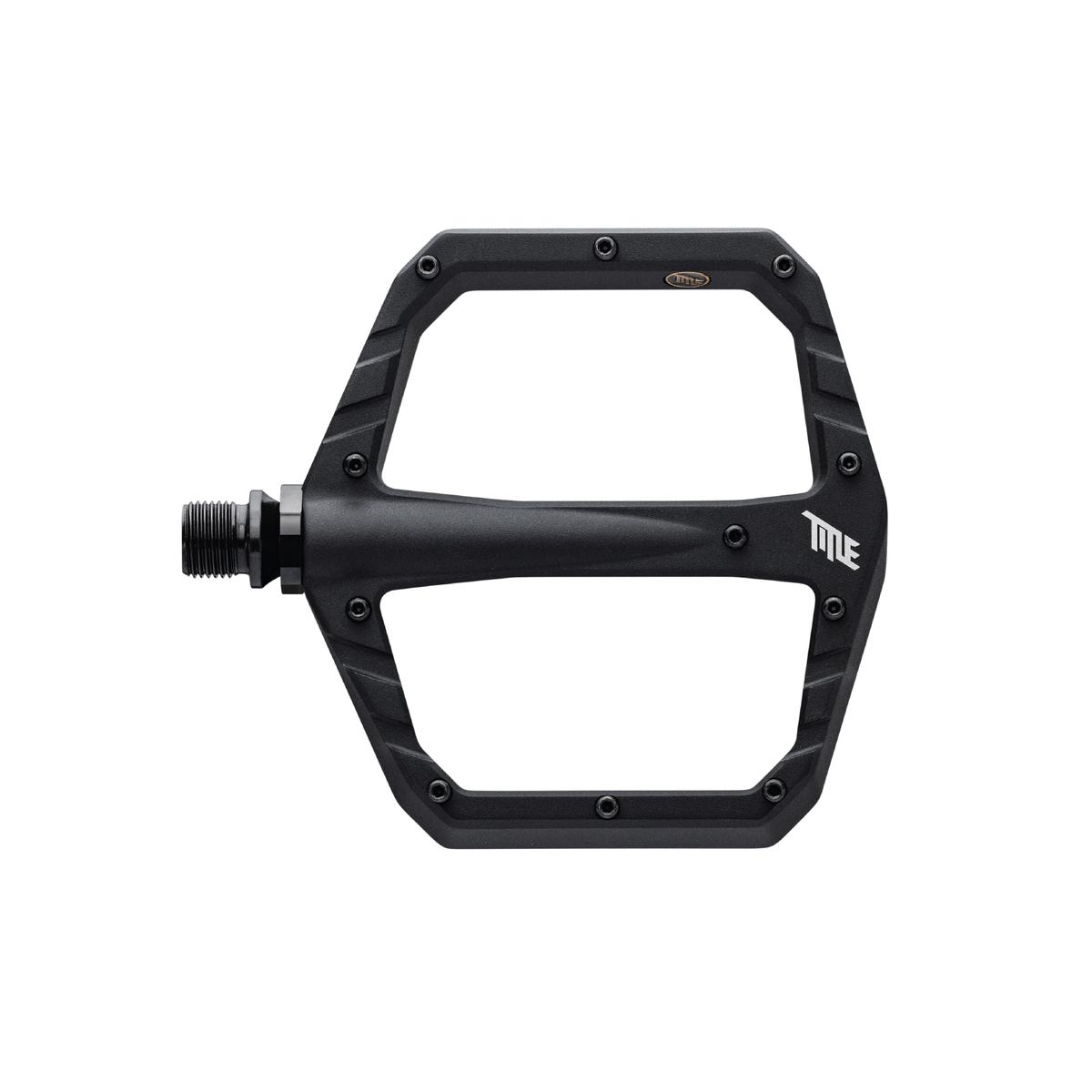 Title CONNECT black flat pedals, top view