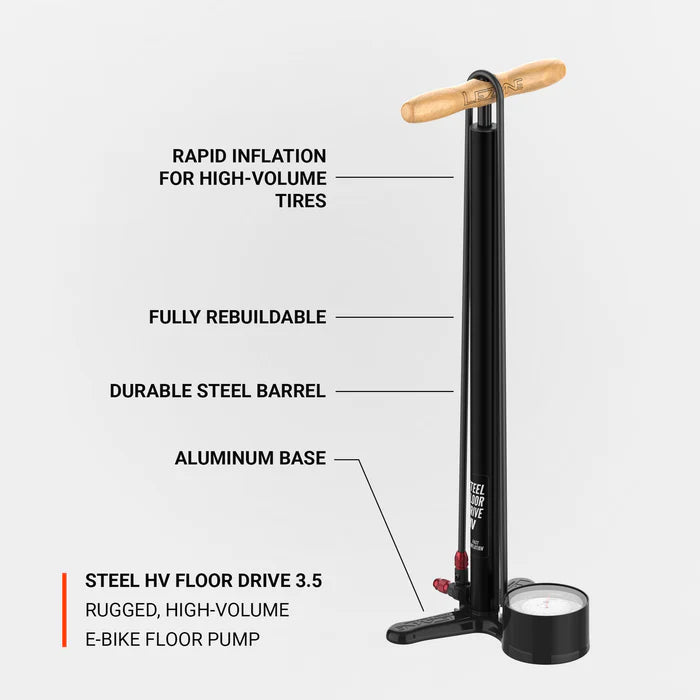 Stojánková Pumpa LEZYNE STEEL FLOOR DRIVE 3.5 HV Černá