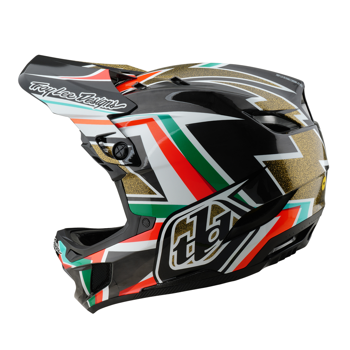 MTB-Hjelm TROY LEE DESIGNS D4 CARBON MIPS Frames Sort/Guld