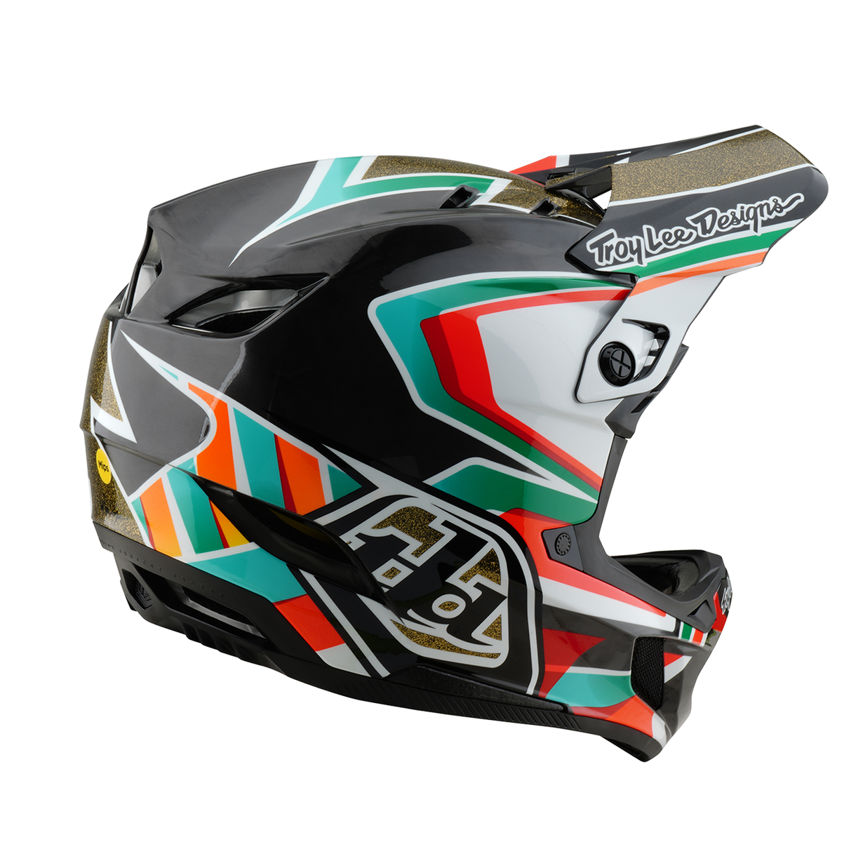 MTB-Hjelm TROY LEE DESIGNS D4 CARBON MIPS Frames Sort/Guld