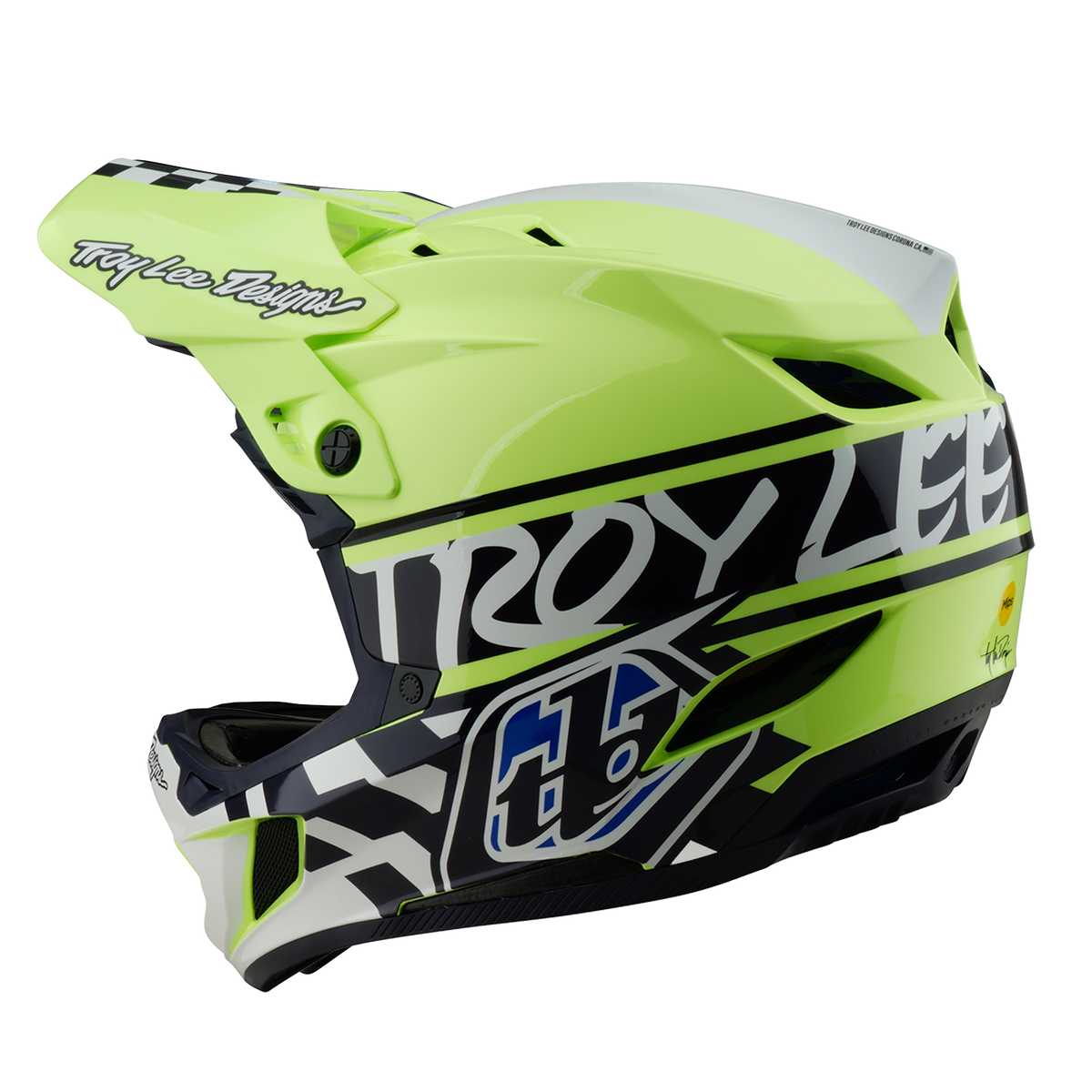 TROY LEE DESIGNS D4 POLYACRYLITE MIPS FIFTY 50 MTB-kypärä Keltainen/Sininen