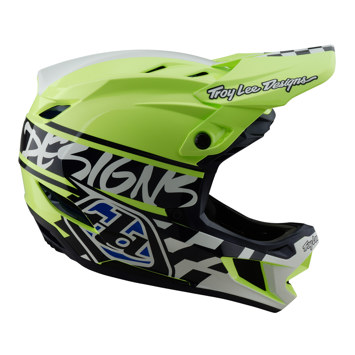 TROY LEE DESIGNS D4 POLYACRYLITE MIPS FIFTY 50 MTB-kypärä Keltainen/Sininen