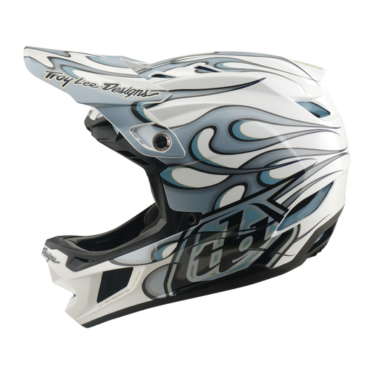 TROY LEE DESIGNS D4 COMPOSITE MIPS TORCHED MTB Helmet White/Silver