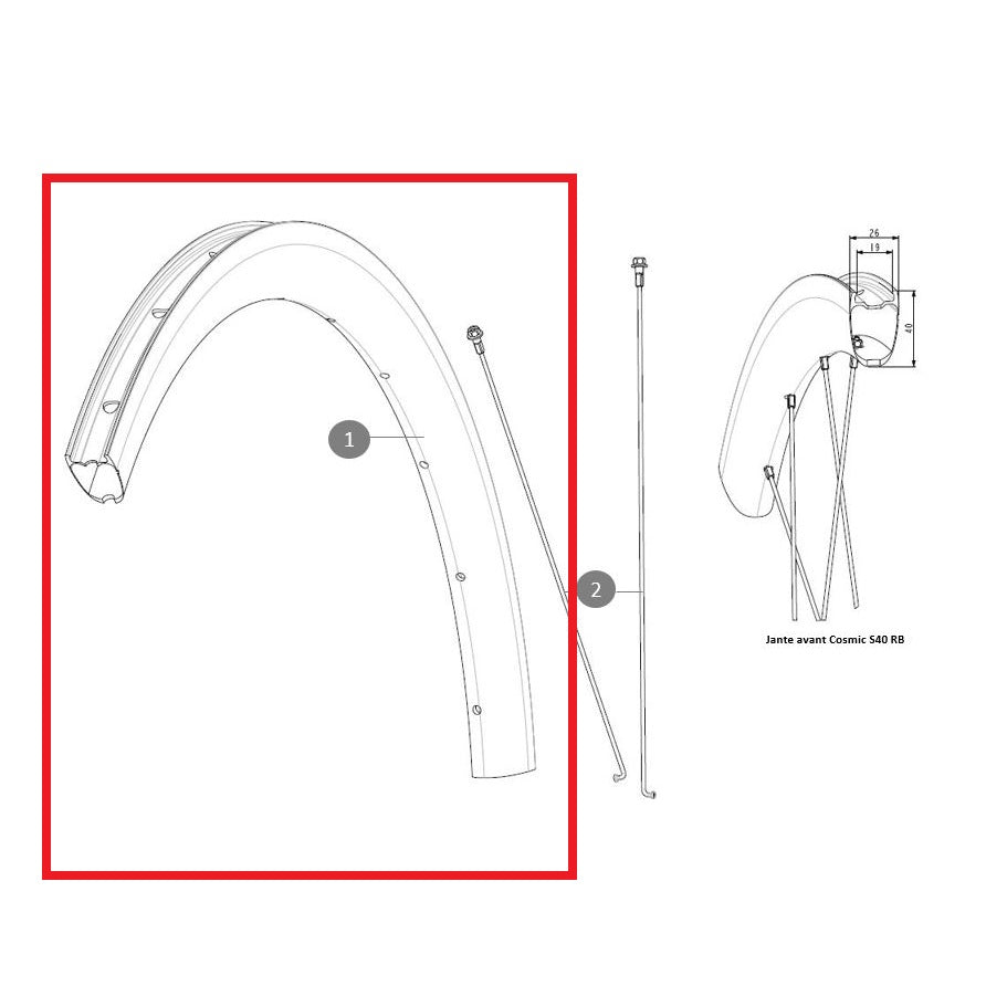 Takapyörän Vanne MAVIC COSMIC S40 RB