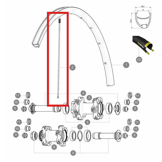 Kit 12 Ακτίνων Εμπρός MAVIC KSYRIUM PRO ALLROAD 291,5mm