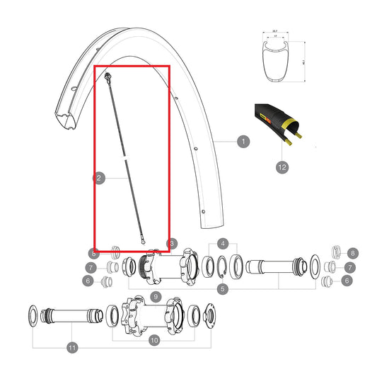 Κιτ 12 Ακτίνων Εμπρός/Πίσω MAVIC COSMIC PRO CARBON SL T/C UST 278mm