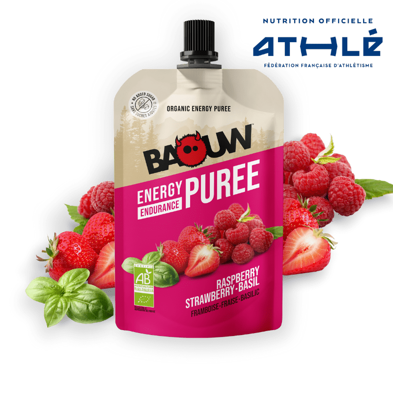BAOUW Bio Raspberry/Strawberry/Basil Fruit Recipe Energy Purée (90g)