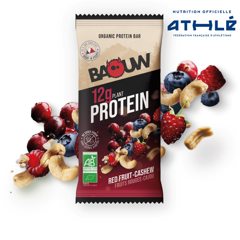 Proteinbar BAOUW BIO EXTRA Røde Frugter/Cashew (50g)