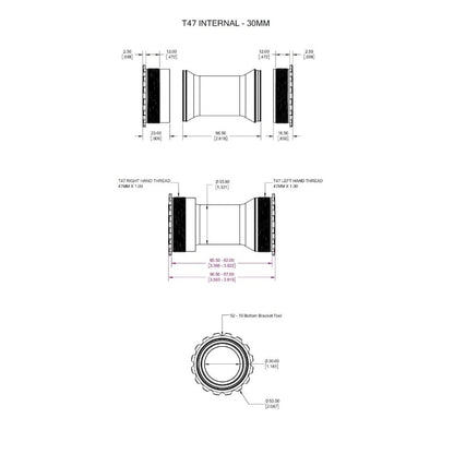 WOLFTOOTH T47i Internal Bottom Bracket 30mm Black