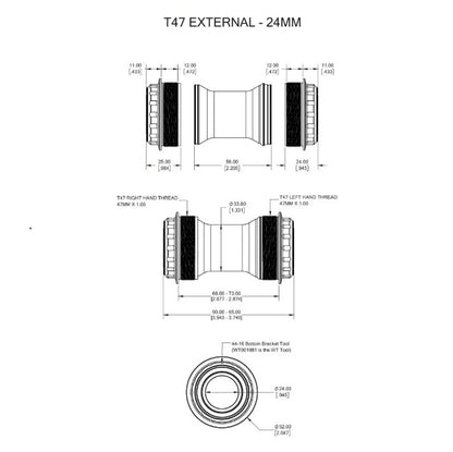 WOLFTOOTH T47 External Bottom Bracket 24mm Raw Silver