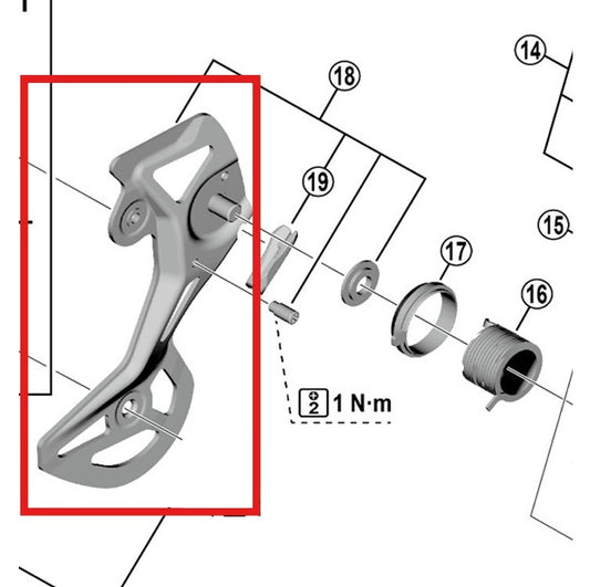 Ulkoinen Takavaraihtimen Chape SHIMANO GS RD-M8100RX822