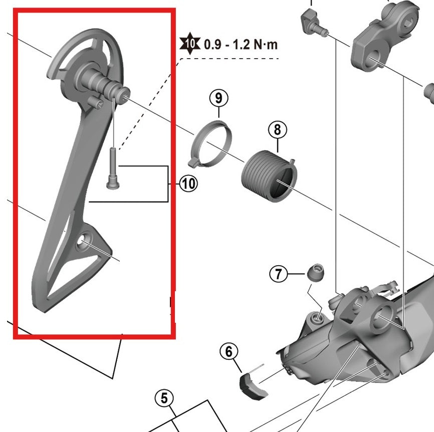 SHIMANO RD-R8150 ulkoinen takavarren kiinnitin ja kiinnitysruuvi