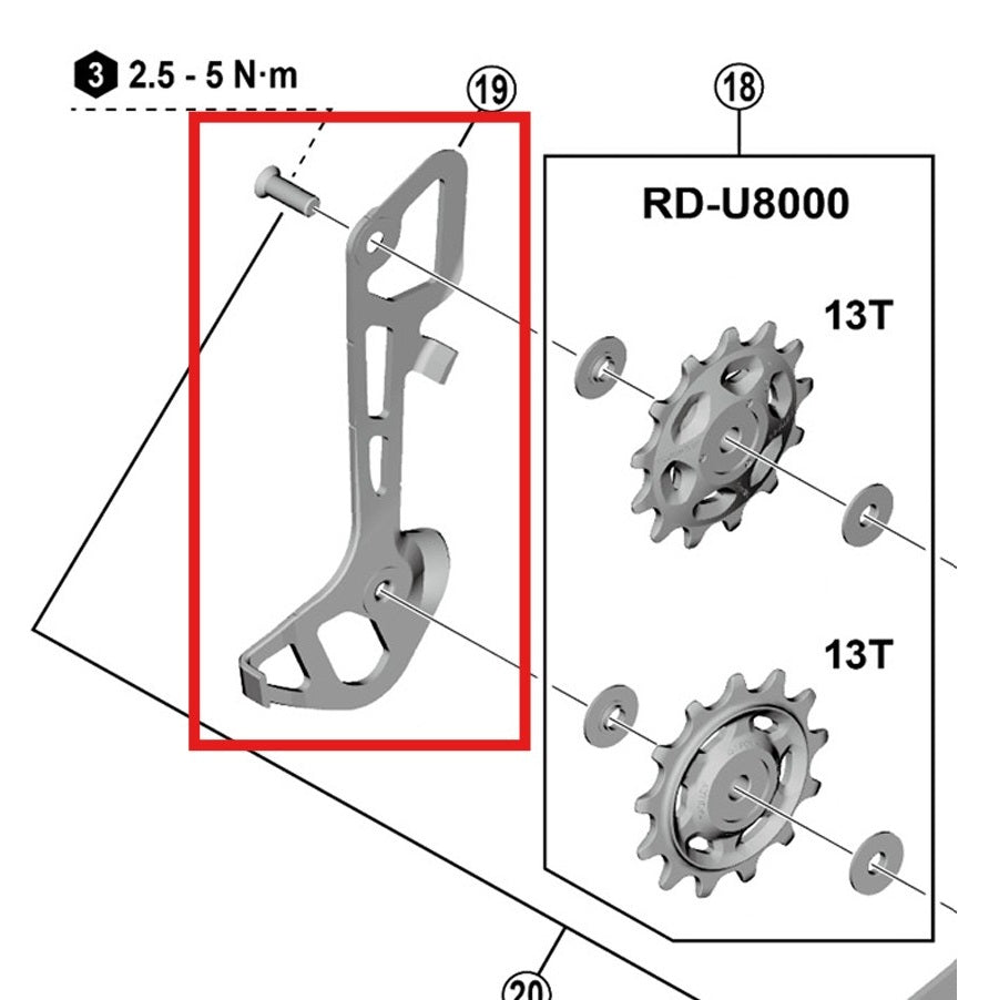 Εσωτερική Πλάκα Πίσω Αλλαγής Ταχυτήτων GS SHIMANO RD-U8000/U6000