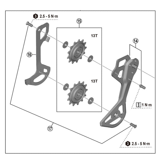 Takavaihtajan häkki ja rullat 12V SHIMANO XT RD-M8250 SGS