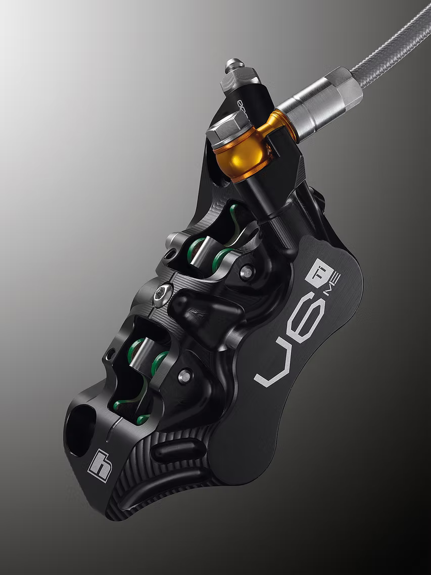 Pair of HOPE TECH 4 EVO V6Ti Brakes with Black Hoses – Black/Gold Limited Edition