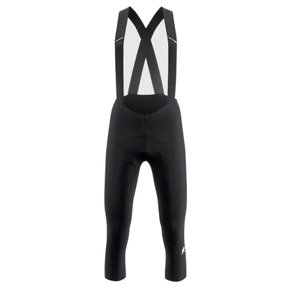 Naisten ASSOS MILLE GT SPRING FALL S11 3/4-pituiset henkselilliset pyöräilyhousut, mustat — valkoinen tausta, 2000 x 2000