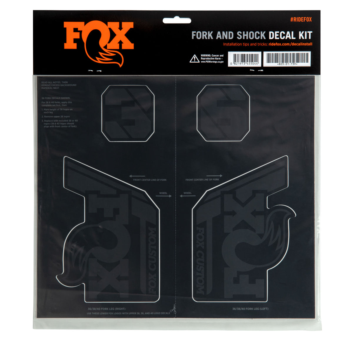 Kit Stickers FOX Vidlice a Tlumič Černý