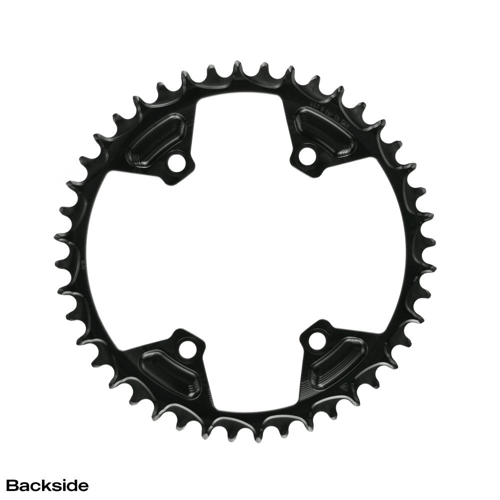 Pojedyncza tarcza mechanizmu korbowego 12-rzędowa ALUGEAR GRX, czarna, widok z tyłu