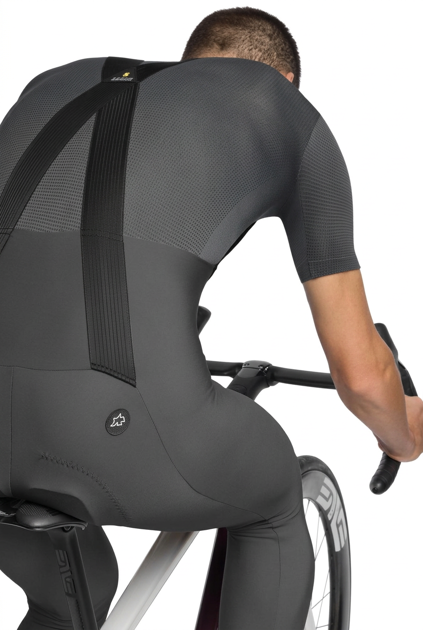 Dlouhé cyklistické kalhoty s laclem ASSOS MILLE GT SPRING FALL S11 šedé
