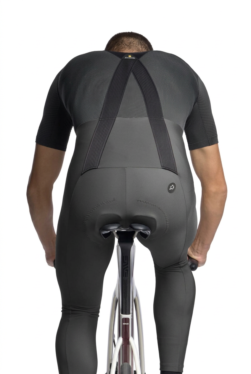 Dlouhé cyklistické kalhoty s laclem ASSOS MILLE GT SPRING FALL S11 šedé