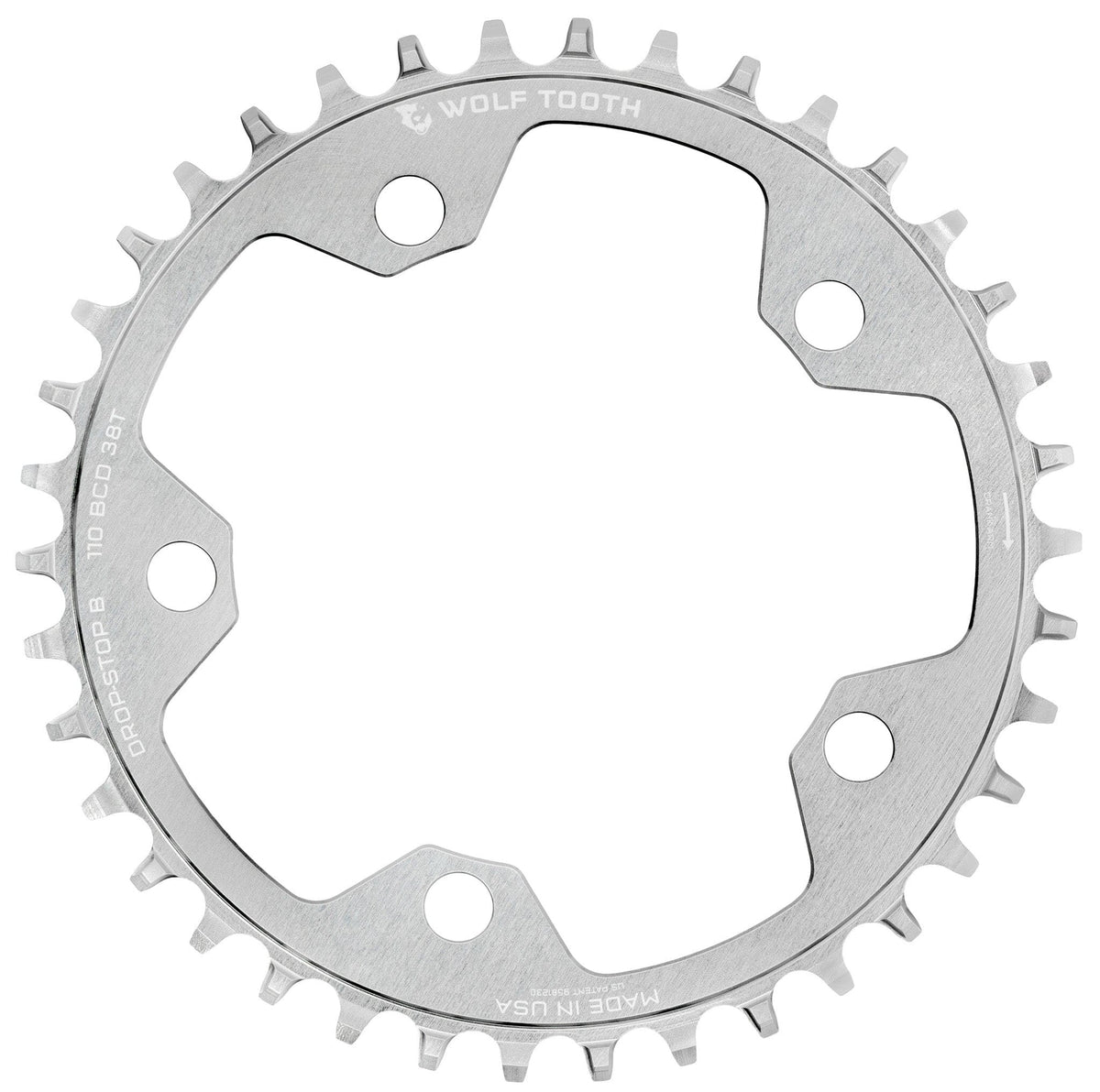 Převodník Mono WOLF TOOTH DROP-STOP B GRAVEL/CX 110mm Raw Silver