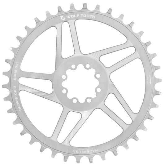 Tarcza Mono WOLF TOOTH DROP-STOP B GRAVEL DM 8 Śrub Sram Raw Silver