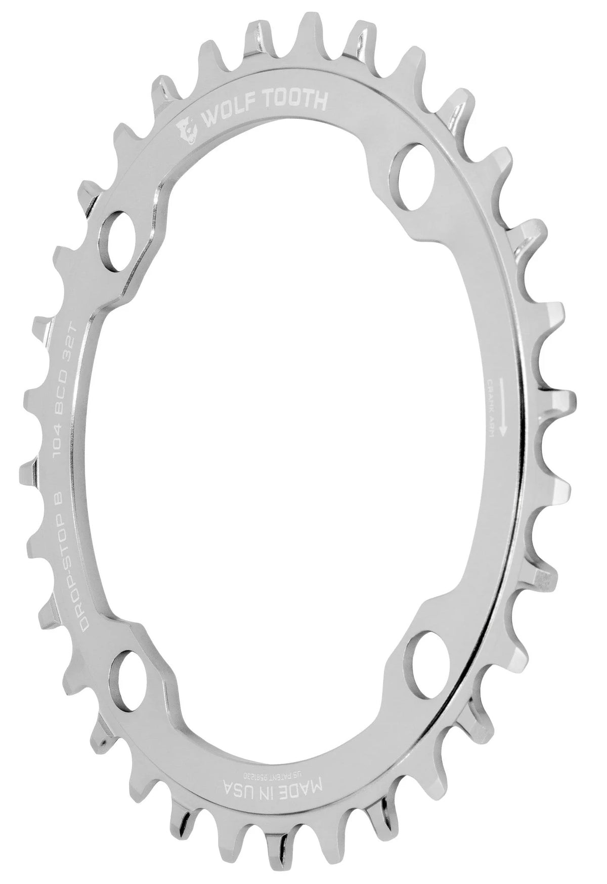 Enkel Kedjeringering WOLF TOOTH DROP-STOP B 104mm Raw Silver
