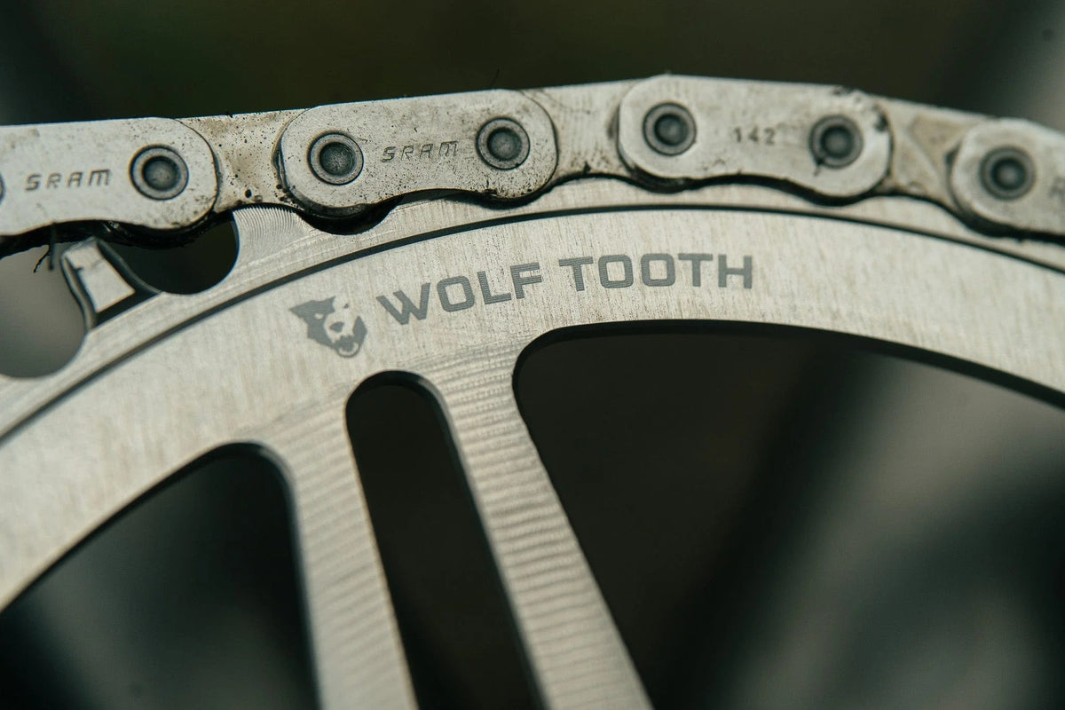 Mono kettingblad WOLF TOOTH DROP-STOP B DM 8 Bouten Sram Eagle Boost Offset 0mm Raw Silver
