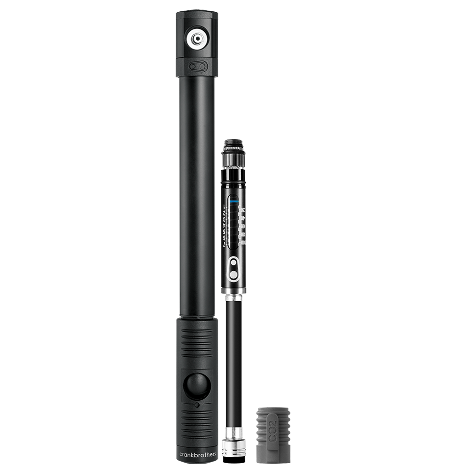 CRANKBROTHERS KLIC HP Mini Pump with Pressure Gauge + CO2 Inflator Midnight Edition