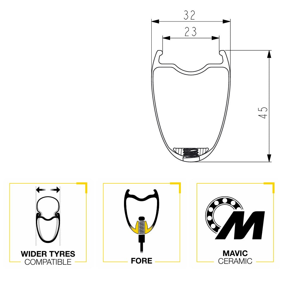 MAVIC COSMIC SLR 45 Tubeless Ready Front Wheel (Center Lock) Black/Silver