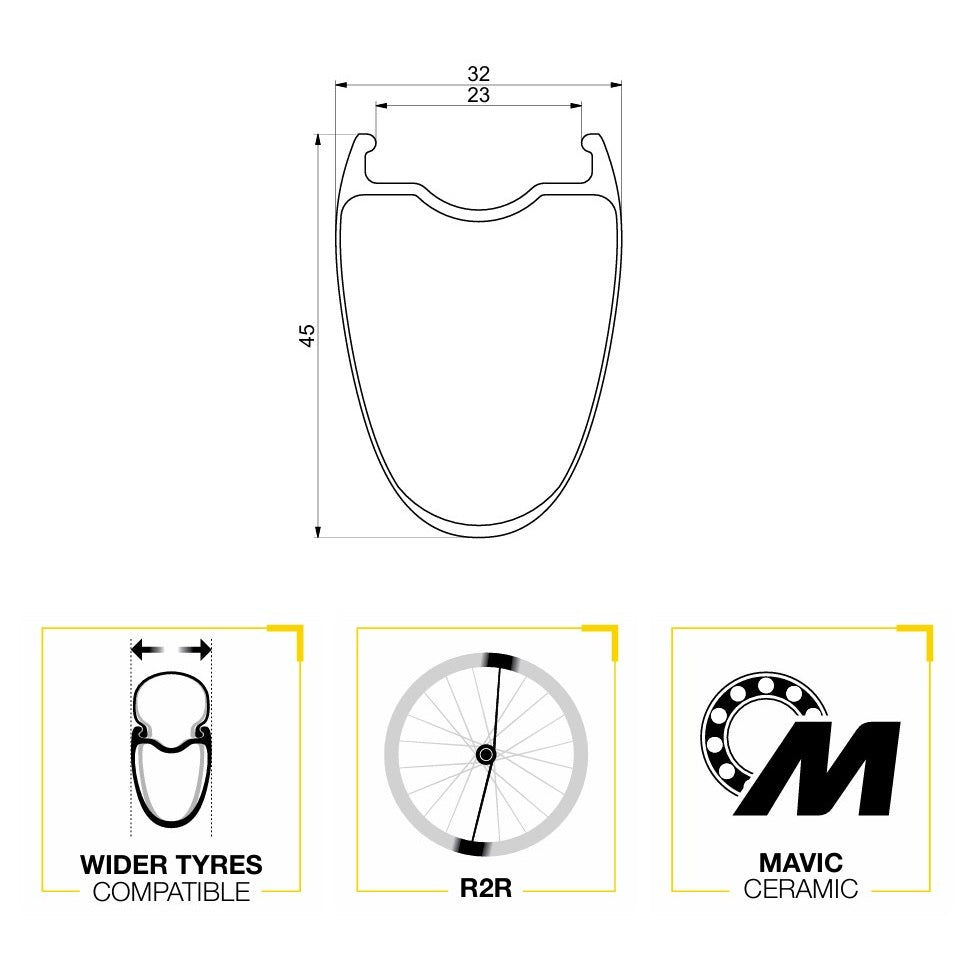 Baghjul MAVIC COSMIC ULTIMATE 45 DISC Tubeless Ready (Center Lock)