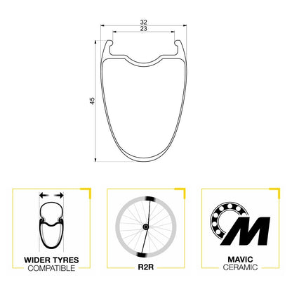 Ζεύγος Τροχών MAVIC COSMIC ULTIMATE 45 DISC Tubeless Ready (Center Lock)