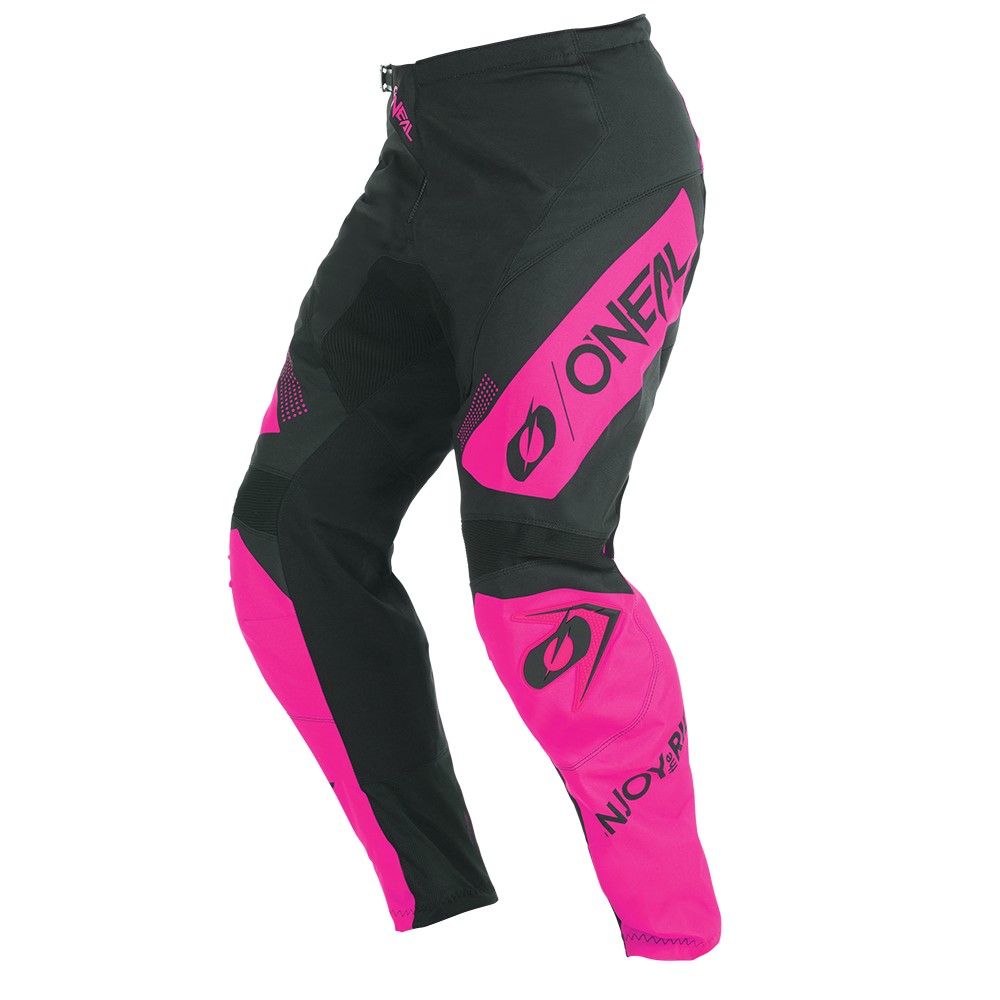 O'NEAL ELEMENT RACEWEAR motocrossbukser til kvinder i sort/rosa – set forfra