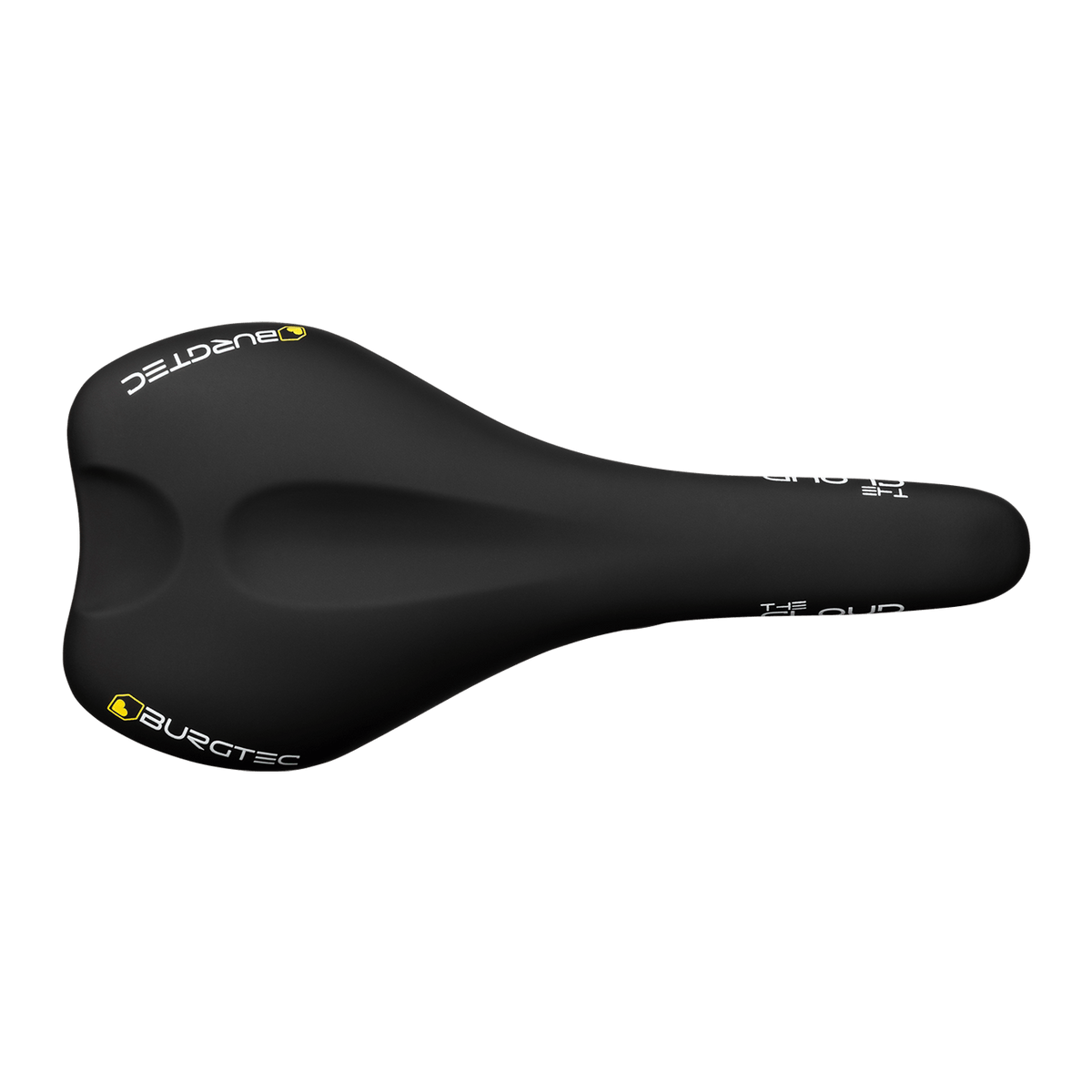 Black BURGTEC THE CLOUD MK2 saddle with Cro-Mo rails — top view