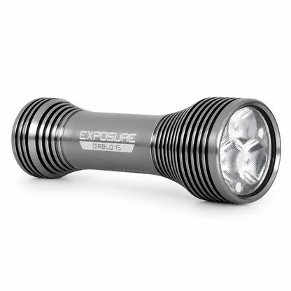 EXPOSURE LIGHTS DIABLO 15 front light with helmet mount — product on a white background