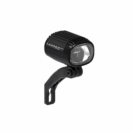 Priekinis žibintas LEZYNE E-BIKE E-MINI STVZO E300+, juodas — gaminio vaizdas baltame fone