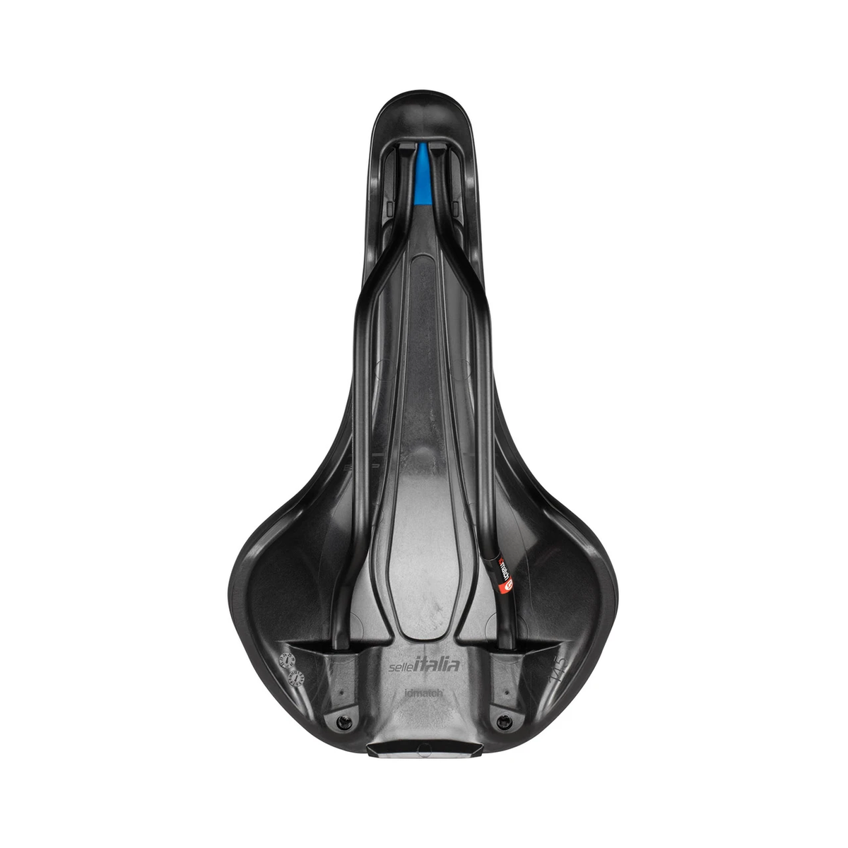 Sedlo SELLE ITALIA FLITE BOOST TM L s manganovými ližinami, černé — pohled zespodu a na manganové ližiny