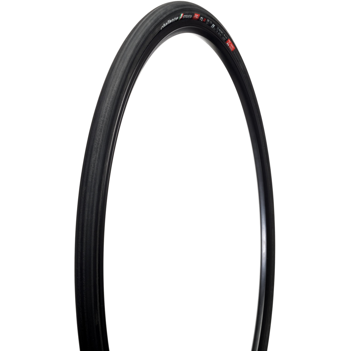 Plášť CHALLENGE OPEN STRADA 700x25c Tubeless Ready černý — produkt na bílém pozadí