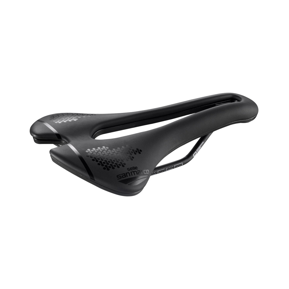 Sadel SAN MARCO ASPIDE SHORT OPEN-FIT DYNAMIC WIDE med manganrails — ytterligare vy