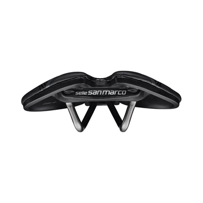 Selle SAN MARCO ASPIDE SHORT OPEN-FIT RACING L3, 155 mm bred, Xsilite-stålskinner, sort — ekstra visning