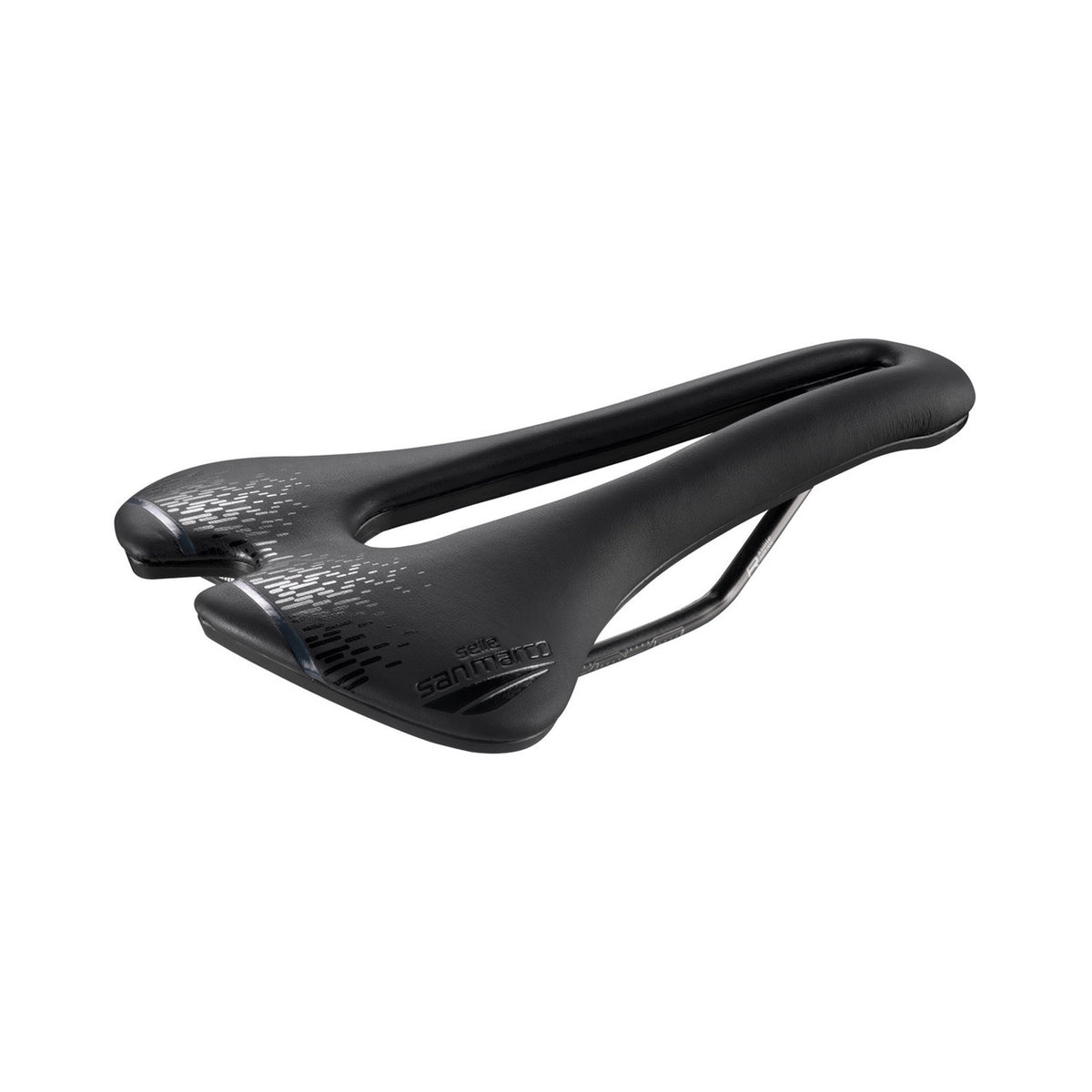 Selle SAN MARCO ASPIDE SHORT OPEN-FIT RACING L3, 155 mm bred, Xsilite-stålskinner, sort — ekstra visning