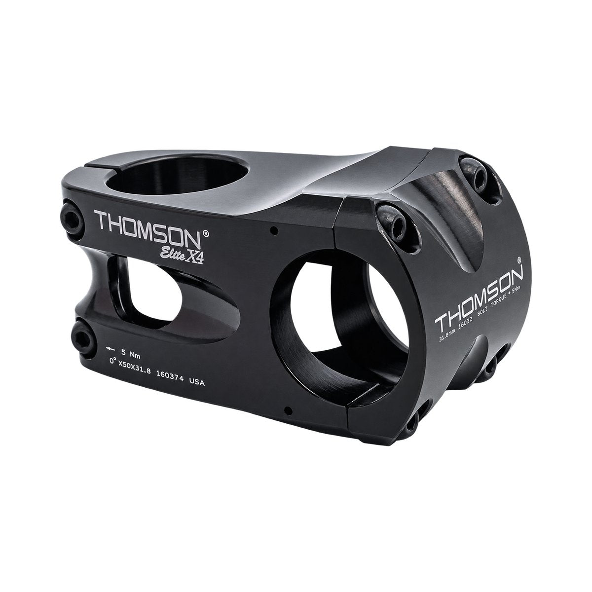 THOMSON ELITE X4 0° stem, black — main view on a white background
