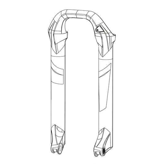 Spodní nohy vidlice ROCKSHOX LYRIK/YARI 29" Boost Post Mount 180 mm, černé — technická ilustrace