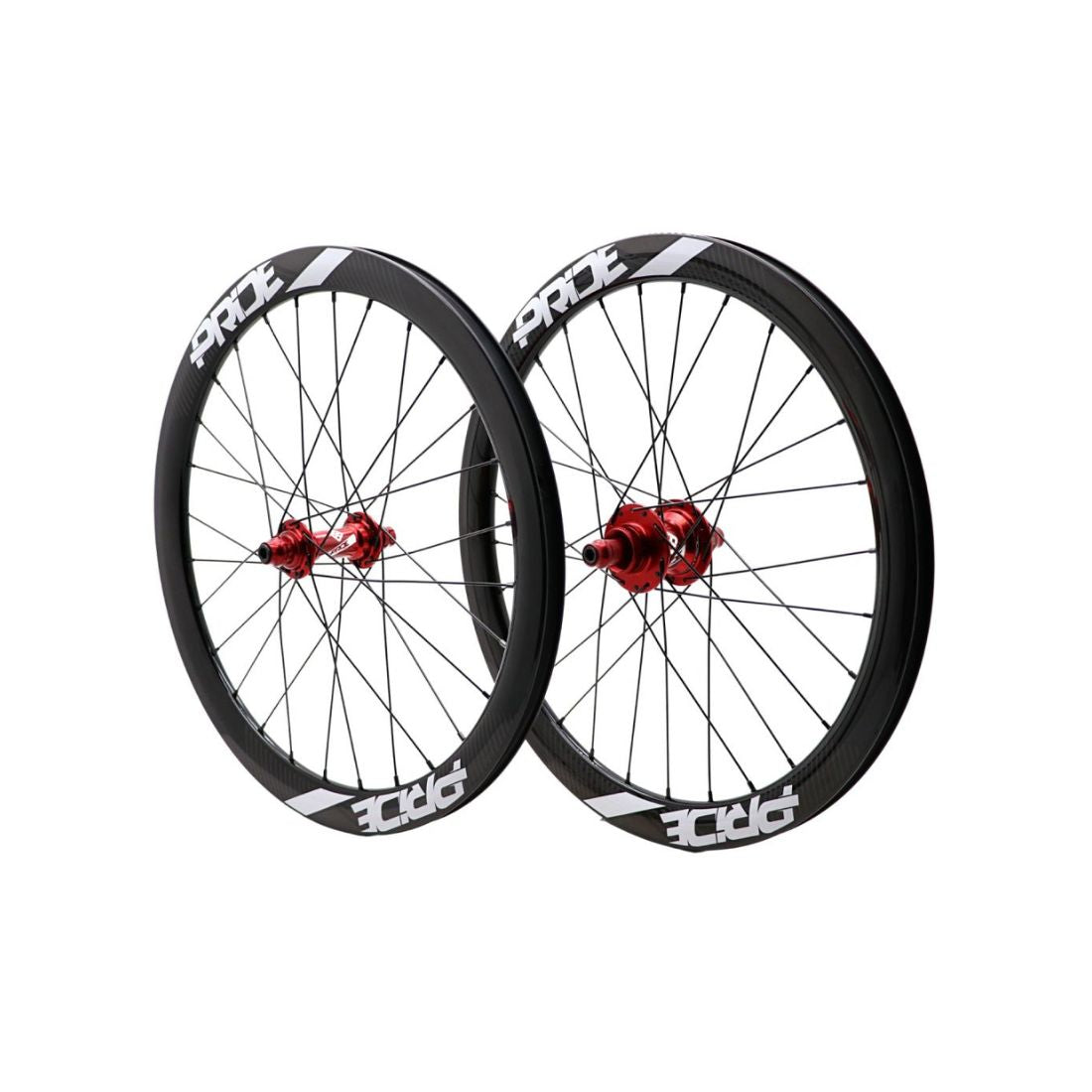 Hjulsæt PRIDE 20" (451mm) Carbon Gravity Gloss Disc Pride Control V1 Akser 10/10mm Rød
