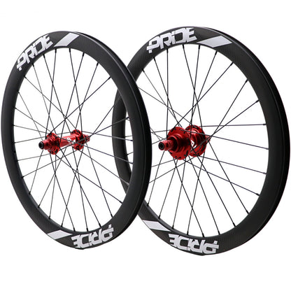 Paire de Roues PRIDE 20" (451mm) Carbone Gravity Matt Disc Pride Control V1 Axes 10/10mm Rouge