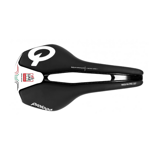 Sadel PROLOGO NAGO R4 PAS 137mm Skenor Nack Svart/Vit UAE
