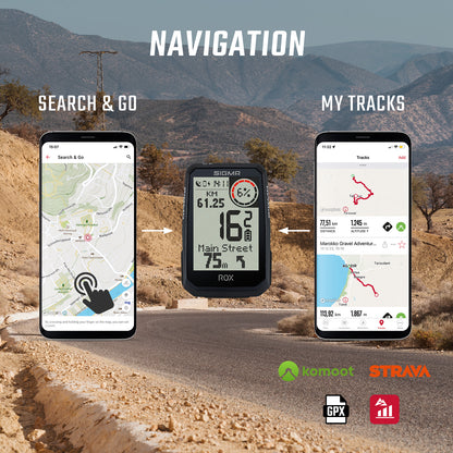 Μαύρο ποδηλατικό κοντέρ GPS SIGMA ROX 4.0 ENDURANCE — πλοήγηση και συγχρονισμός με εφαρμογές